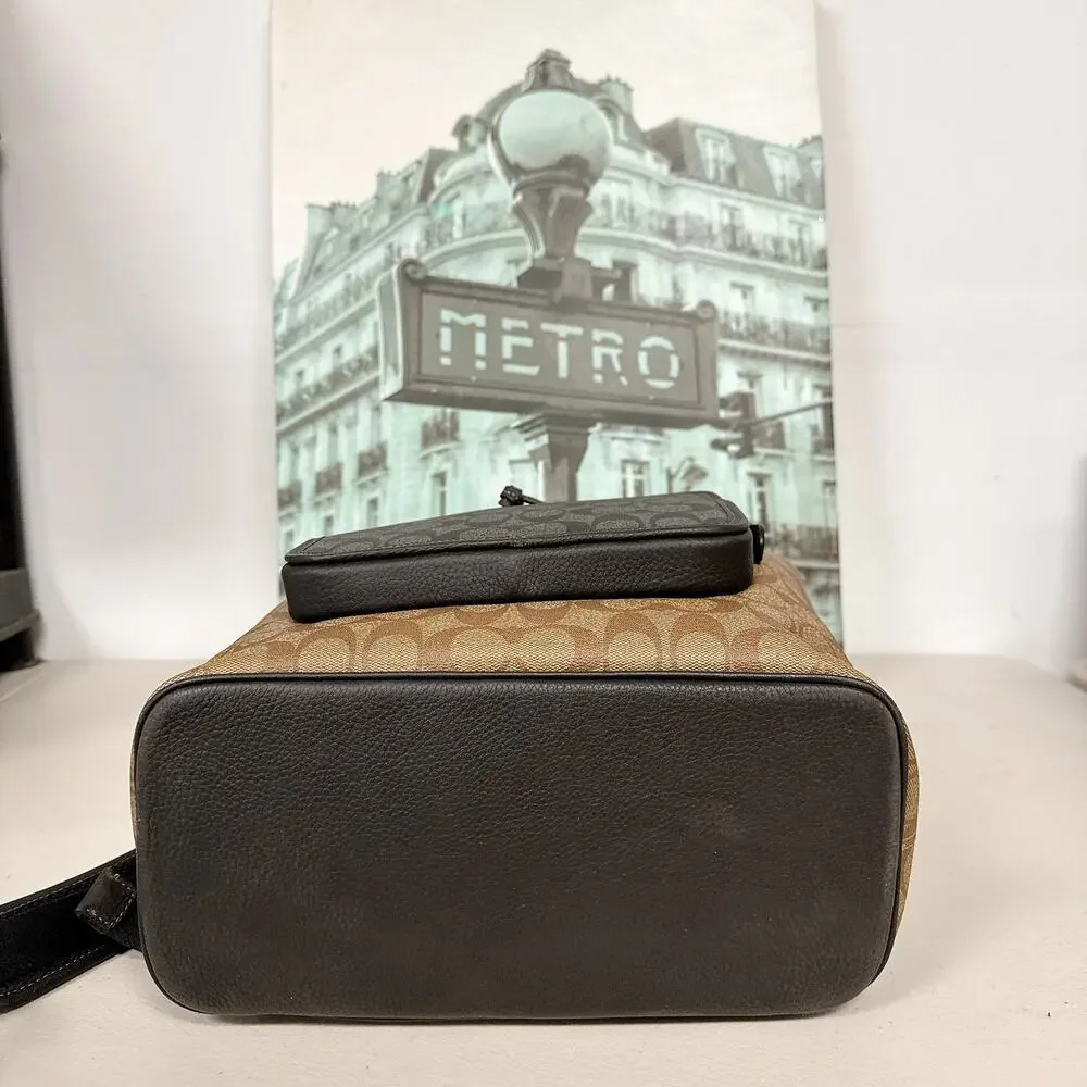 Coach C9866 Sullivan Backpack In Blocked Signature Canvas IN Khaki Charcoal - Picture 4 of 6